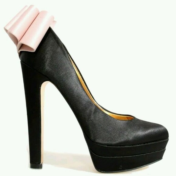 Ted Baker Black Satin Oaker Back Bow Heel shoe 6 - Picture 4 of 12